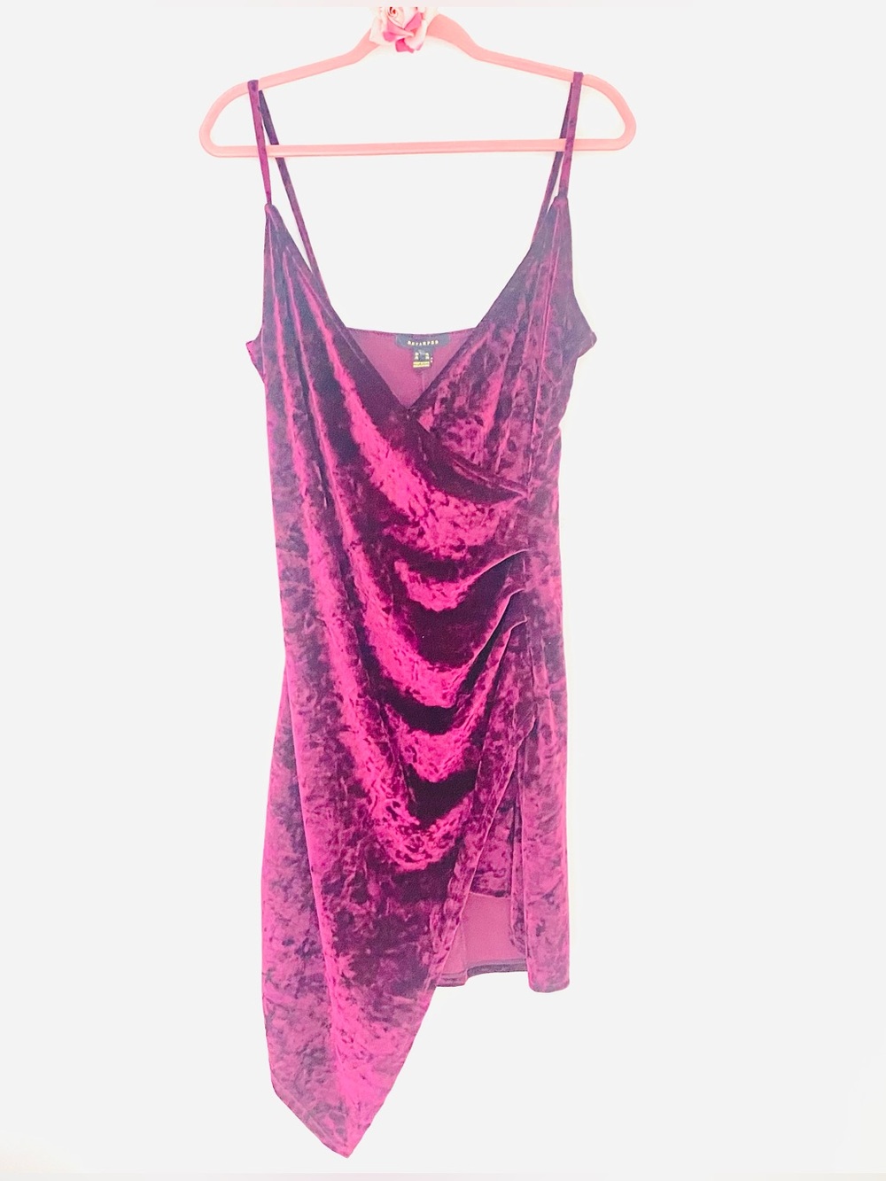 💕Pretty Red Wine Velvety Asymmetrical Mini Dress SZ XL